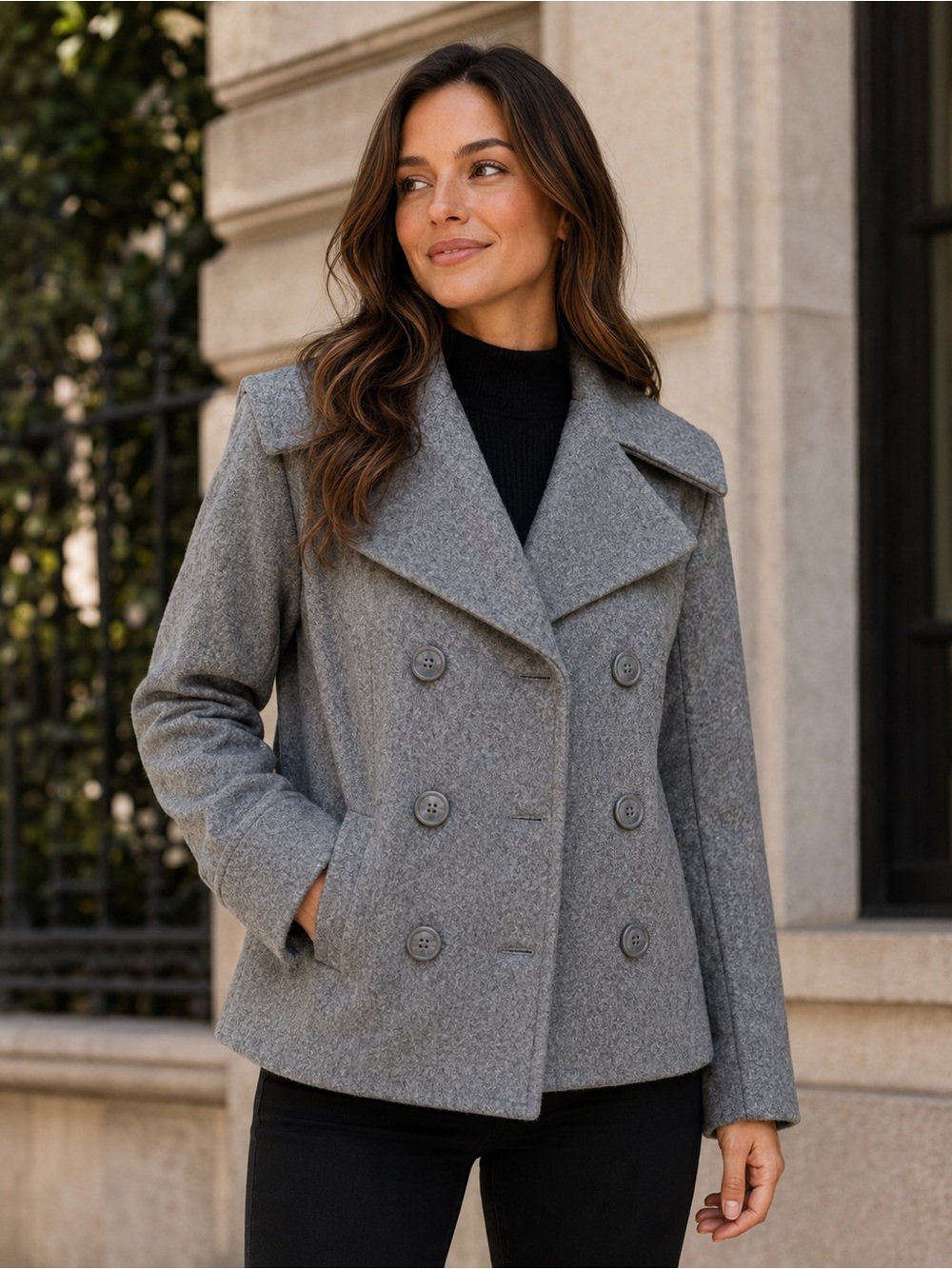 Austin Clothing Co Gray Wool Blend Peacoat Jacket L Fully Lined